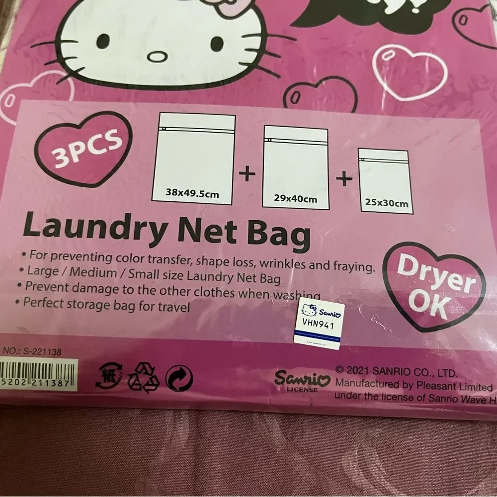 2 Sets Sanrio Hello Kitty Allover Print Laundry Net Bag Pink 3pcs Storage Travel